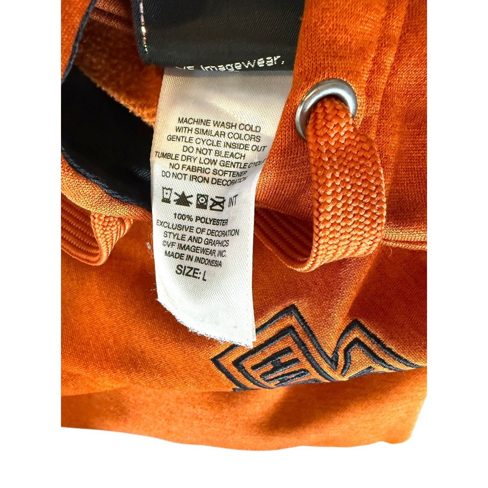 Harley Davidson Orange Long Sleeve Hoodie Graphic Print Sweatshirt Mens Large‎ - Picture 10 of 10